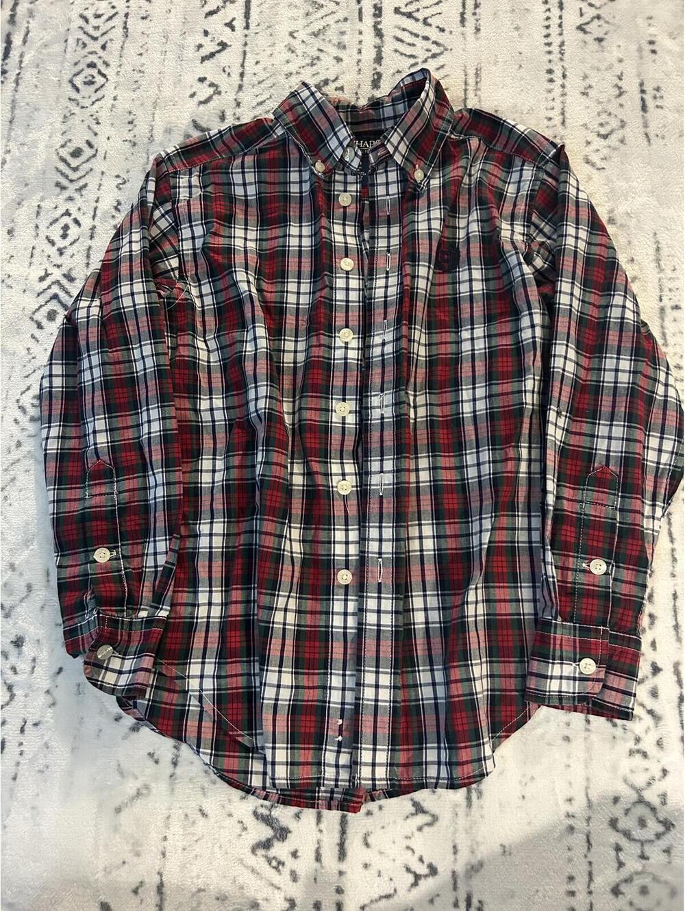 Chaps boys Plaid Button-Down Shirt Size S